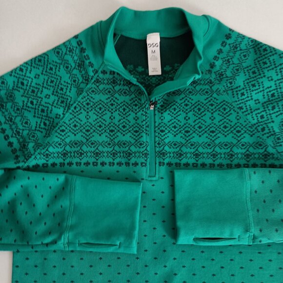 DSG Green with Black Fair Isle Style Long Sleeve Shirt Girl’s Size M - Picture 6 of 11